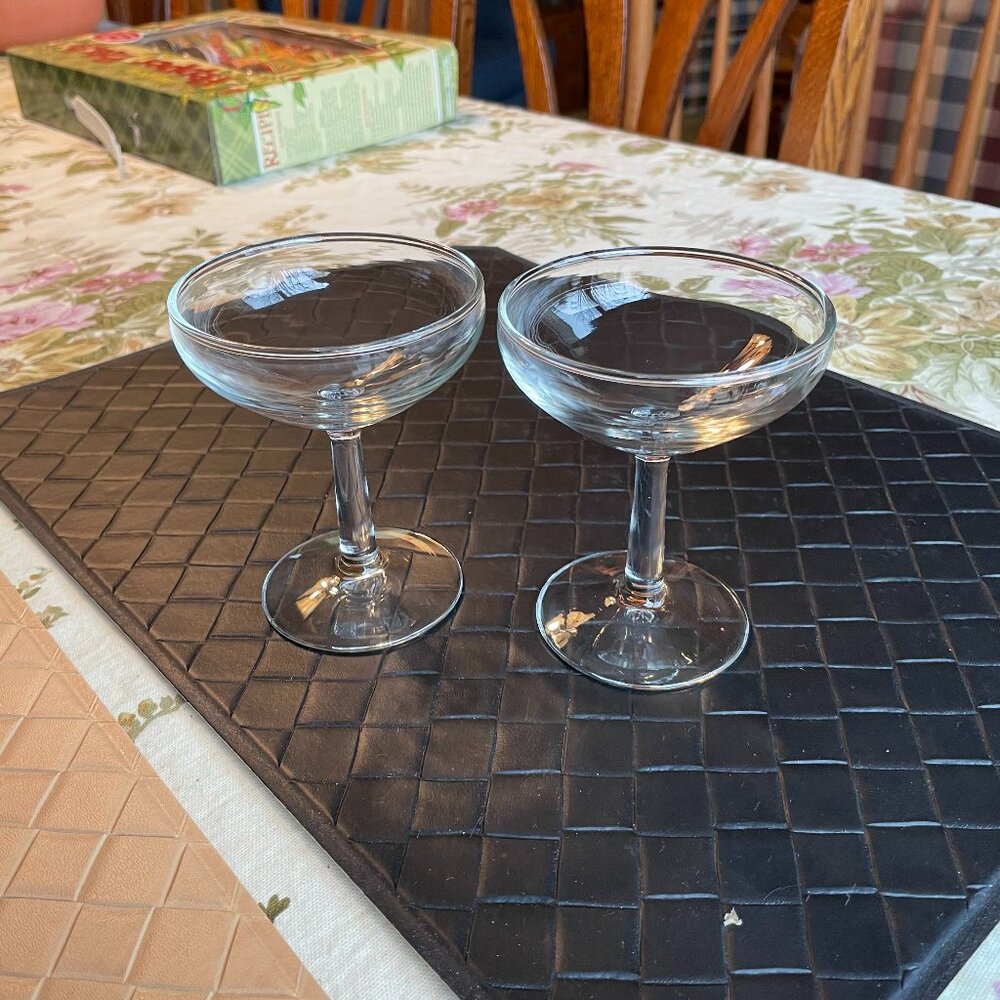 Set of Two Vintage Clear Glass Dessert Dishes